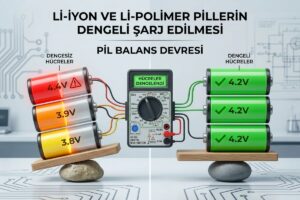 Li-iyon Li-polimer Pillerin Dengeli Şarj Edilmesi Pil Balans Devresi