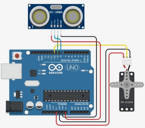 arduino-ultrasonik-sensor-servo-motor-devre-semasi