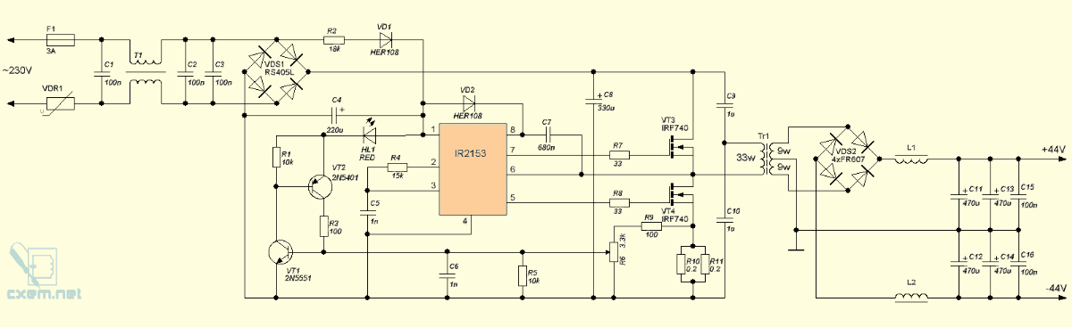 ir2153-2x44v-dc-300w-smps-circuit-schematic