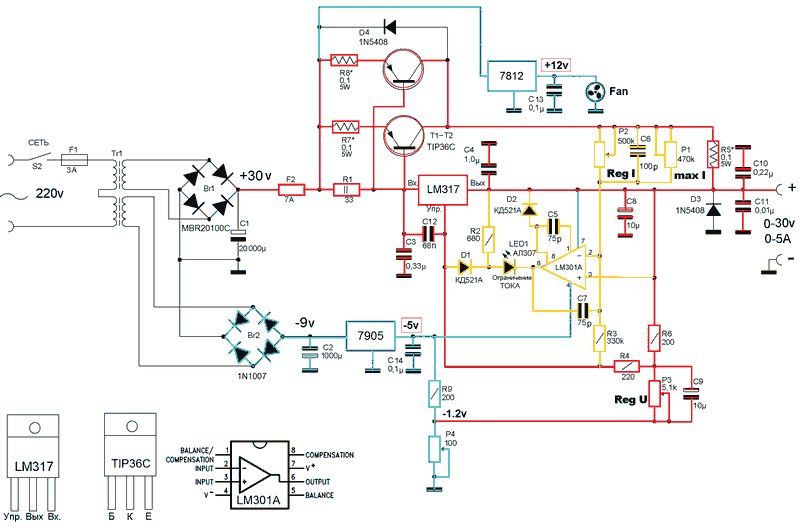 lm317-lm301-tip36-030v-05a-power-supply-schematic