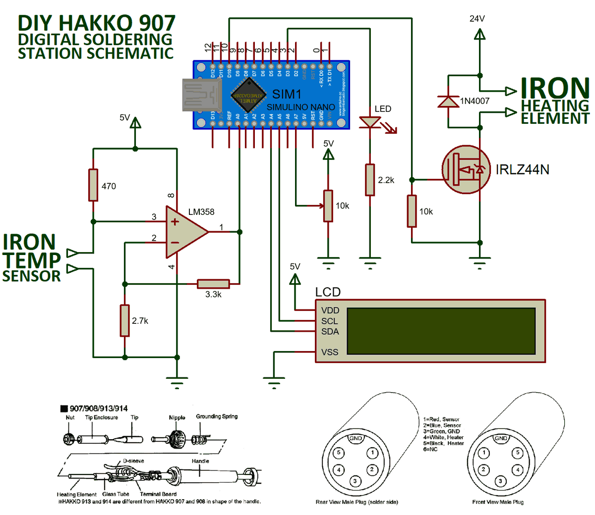 Clone Schematic Simple Digital Soldering Station 19v 18v Hakko 907 Arduino Nano