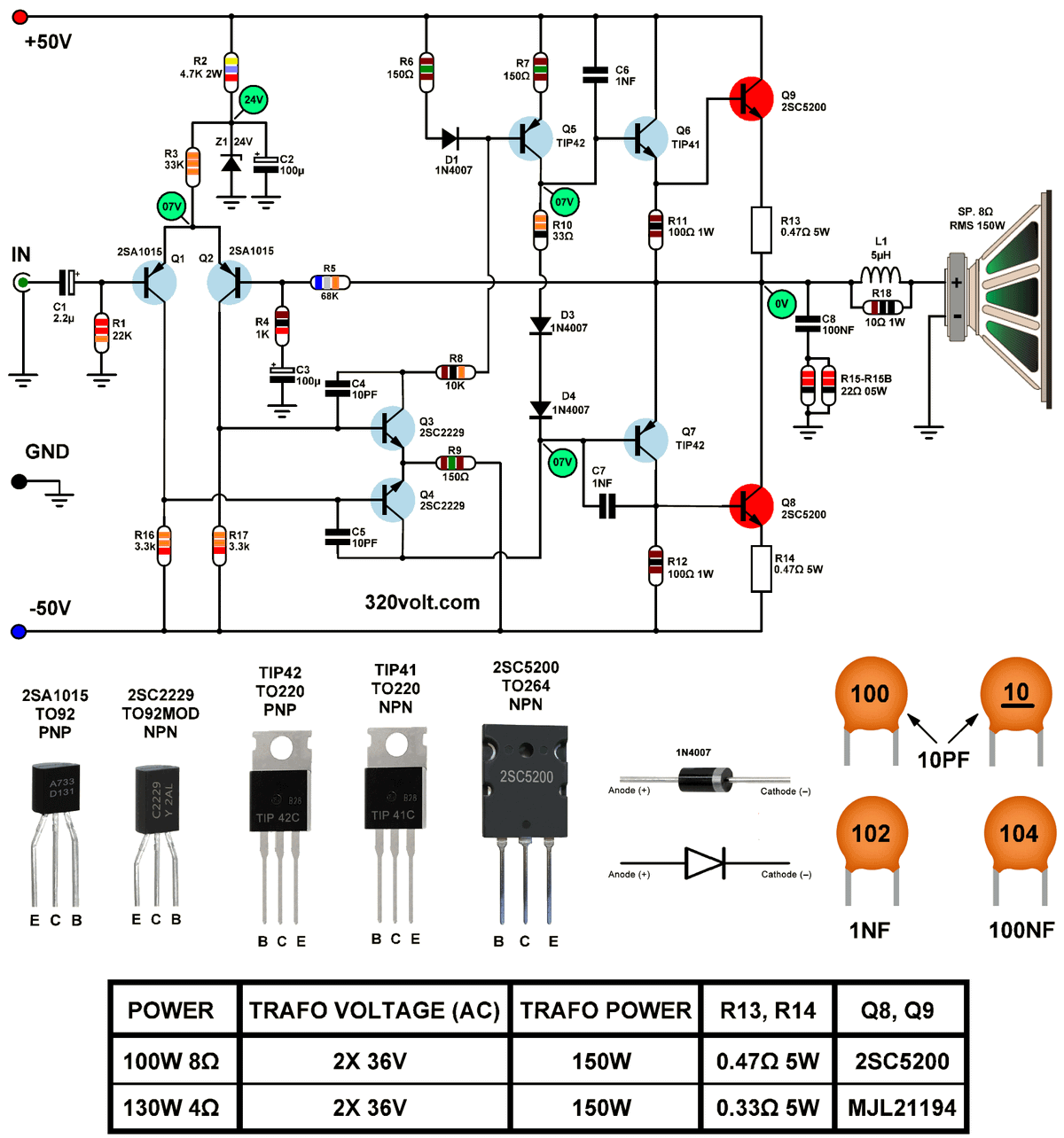 schematic-quasi-complementary-amplifier-zener-100-watt-monophonic-amplifier