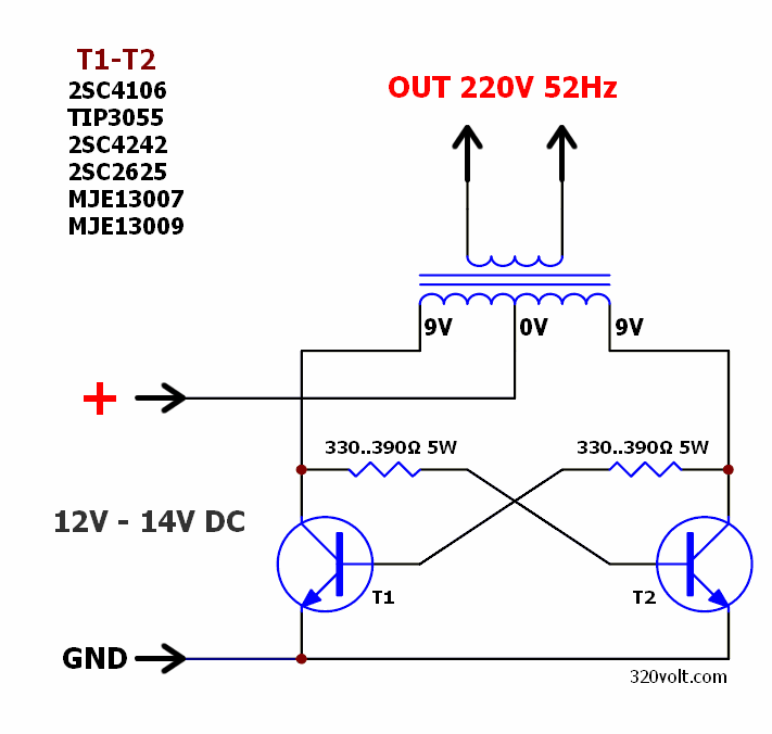 Simple Inverter Circuit 12v Dc 220v Ac Basit Inverter Devresi 12v Dc 220v Ac
