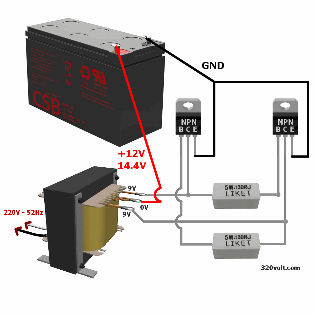 Trafo Simple Inverter Circuit 12v Dc 220v Ac Basit Inverter Devresi 12v Dc 220v Ac