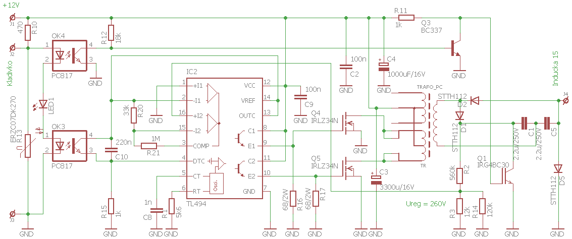 Schematic Dc Cdi Ignition Circuit Tl494 Capacitor Discharge Ignition 260v 300v
