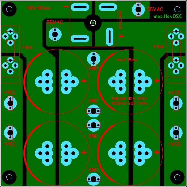 Amplifier Power Supply Board Pcb Layout Diagram 50a