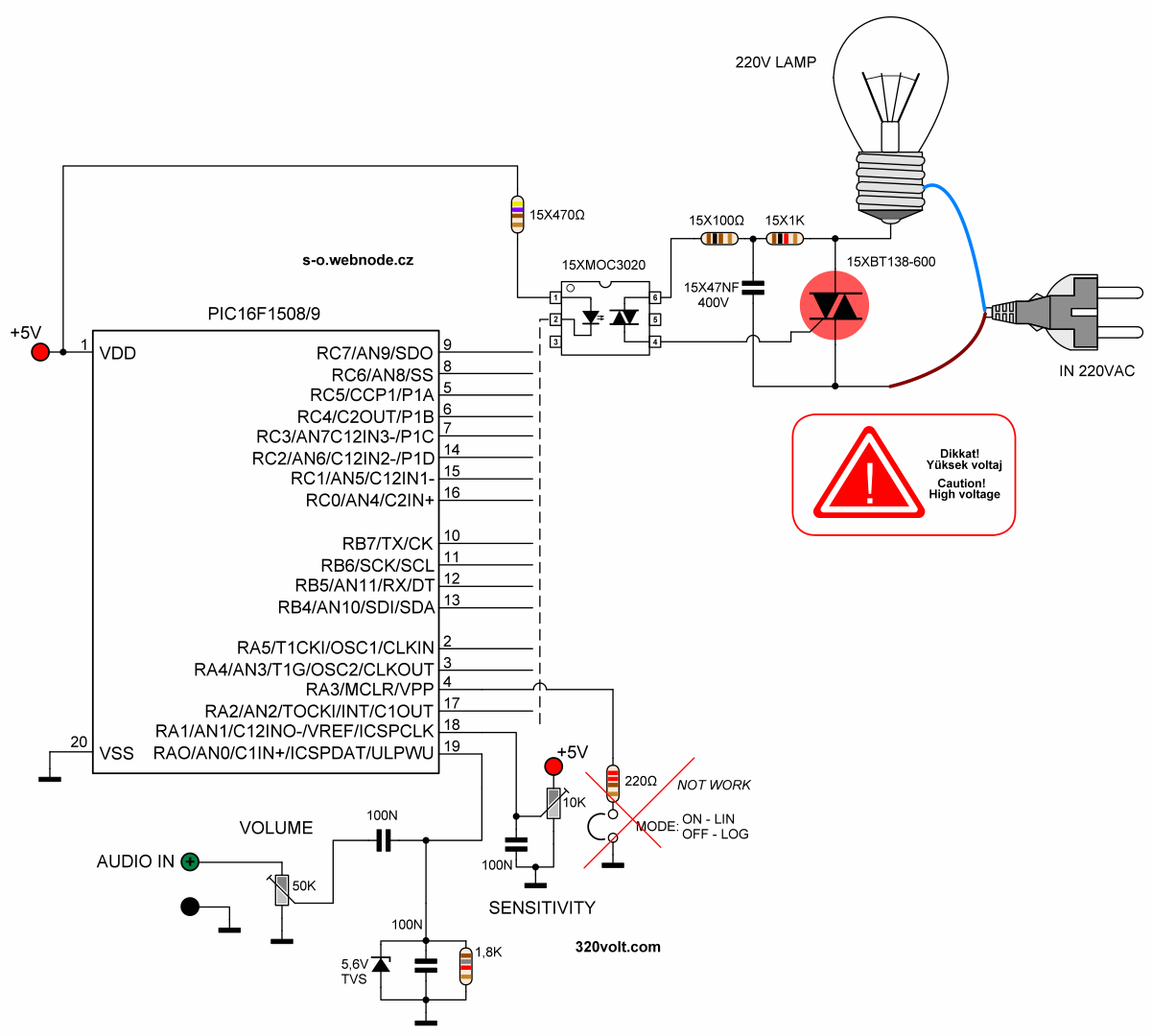 220v Peak Hold Vu Meter Circuit Schematic Diagram Triac Bt138 Moc3020