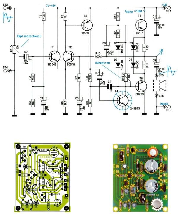 Circuit 1w 3w Transistor Hifi Amplifier 2n1613 Schematic Layout