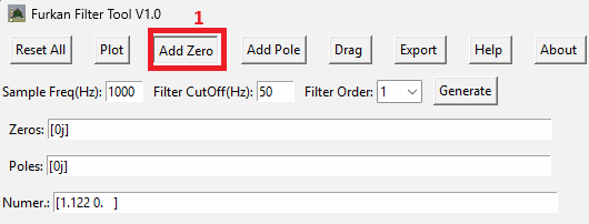 Digital Filter Tool Add Zero