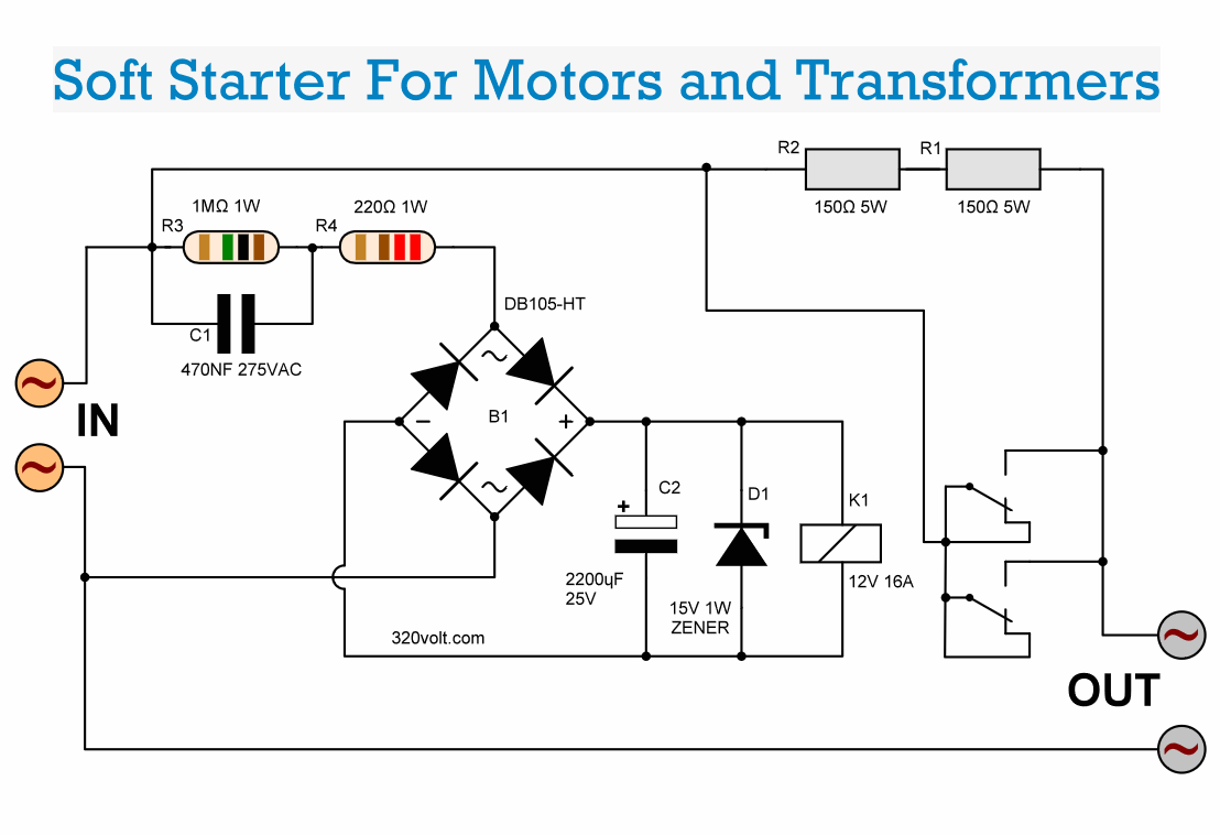 1 second circuit schematic power tools soft starter diagram