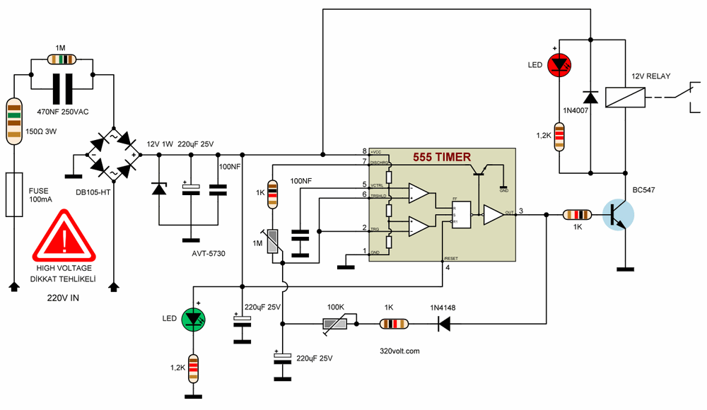 Circuit universal 230v timer ne555 cyclic interval schematic 220v timer diagram