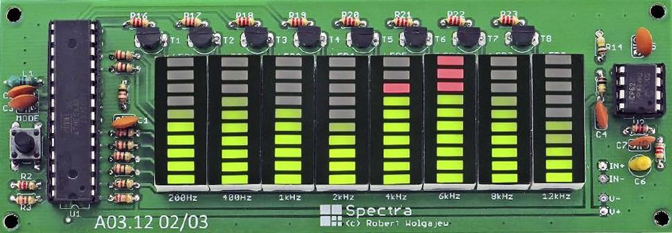 Pcb board layout audio spectrum analyzer bargraph led 8 channel