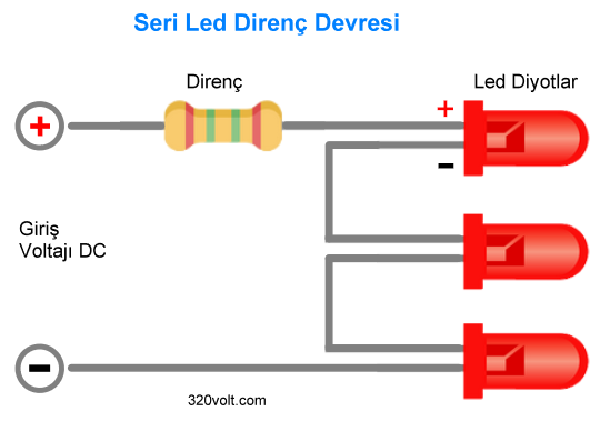 Seri led direnc devresi led voltaj direnc hesaplama