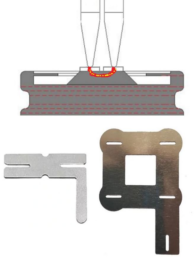Spot weld current battery lion 18650 nickel strip gap slit
