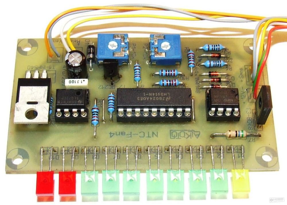 Cooler temperature control with led display lm3914 ntc fan protection relay
