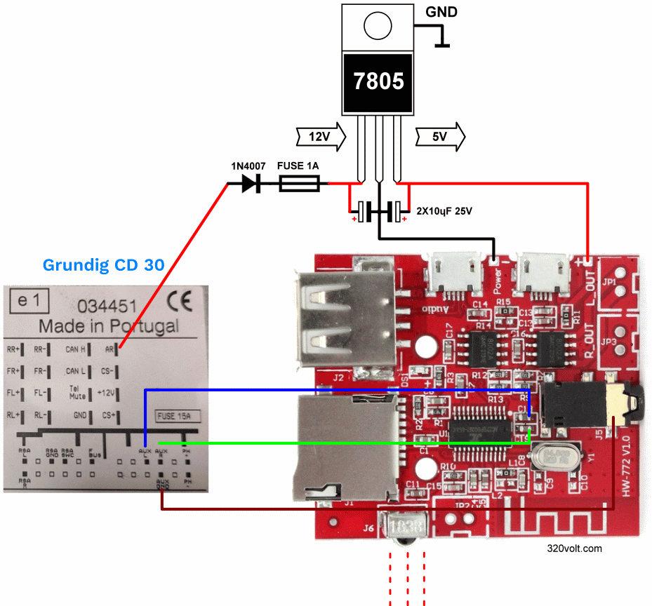 Delphi Grundig CD 30 MP3 Teyp Uzaktan Kumandalı USB Bluetooth Modül Montajı 1 Delphi grundig cd 30 mp3 tape remote control bluetooth module installation diagram