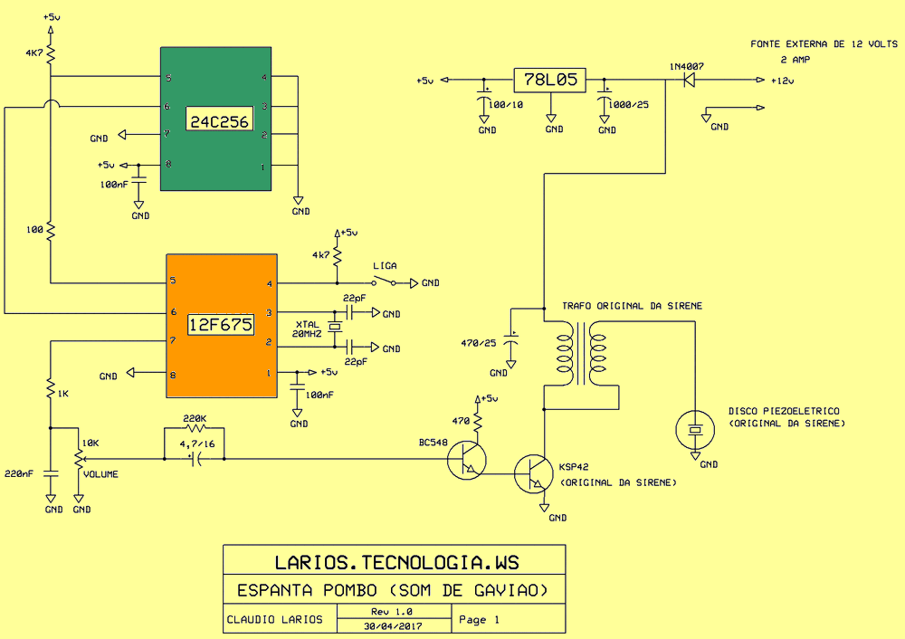 Pigeon repeller circuit diagram