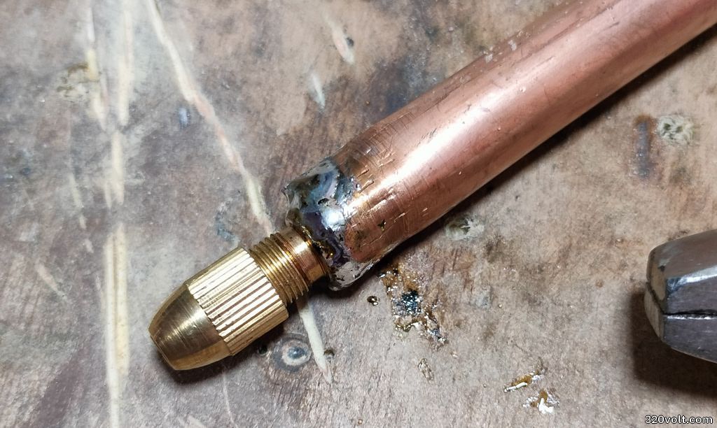 Battery spot welding pen made from copper pipe diy 3mm drill 18650