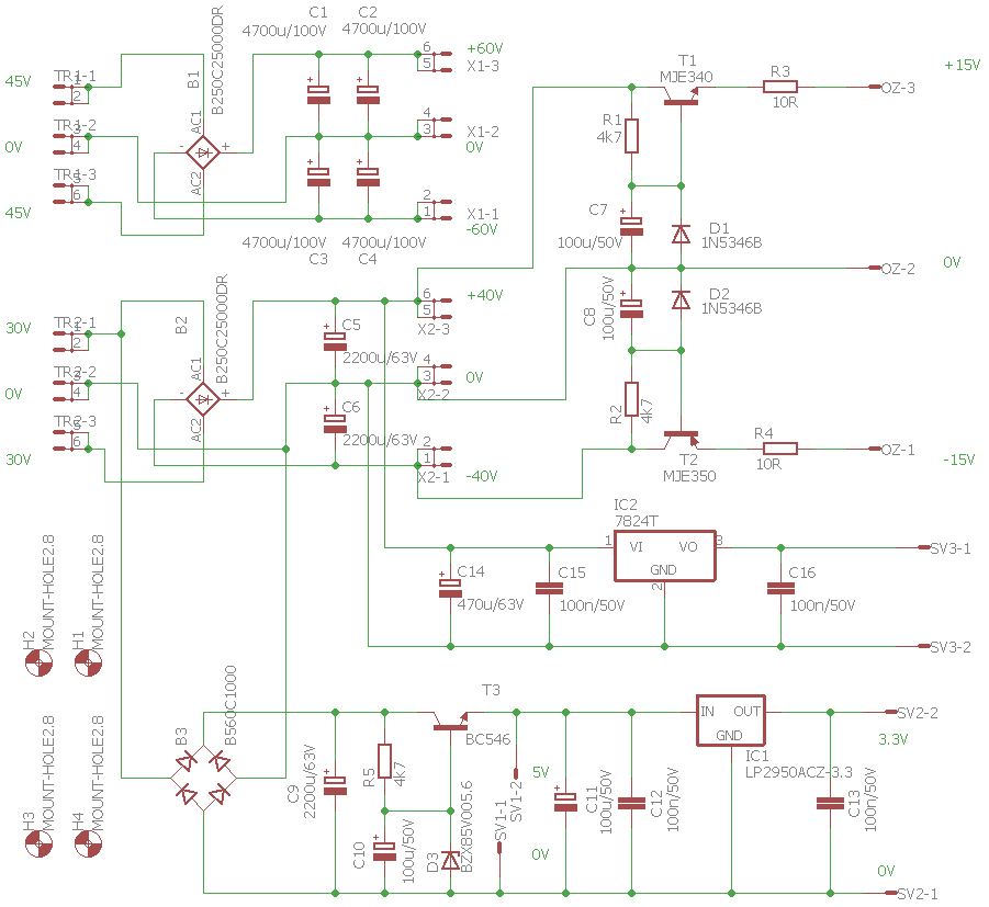 circuit amplifier power supply schematic