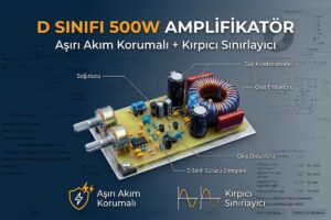 D Sınıfı 500W Amplifikatör (Aşırı Akım Korumalı + Kırpıcı Sınırlayıcı)