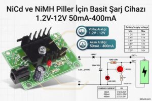 NiCd ve NiMH Piller İçin Basit Şarj Cihazı 1.2V-12V 50mA-400mA