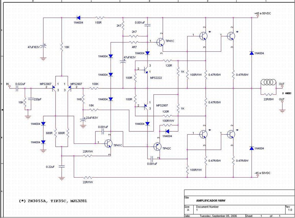 100w amplifier schematic 2n3055a tip35c