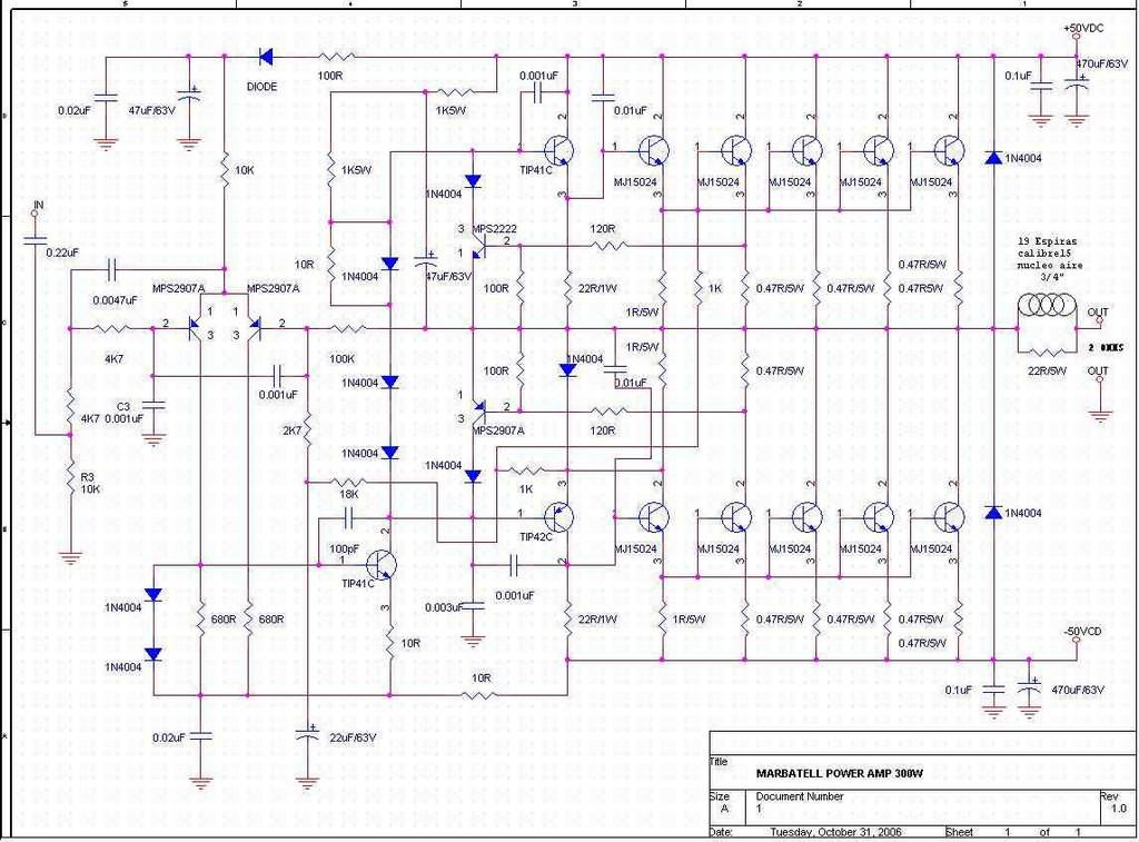 300w amplifier schematic mj15024 amp