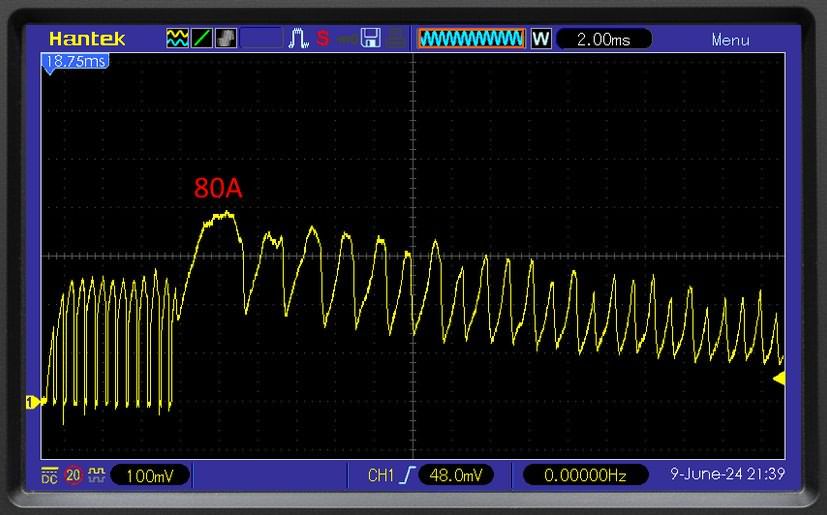 3s battery starting current drill motor oscilloscope measurement bms battery