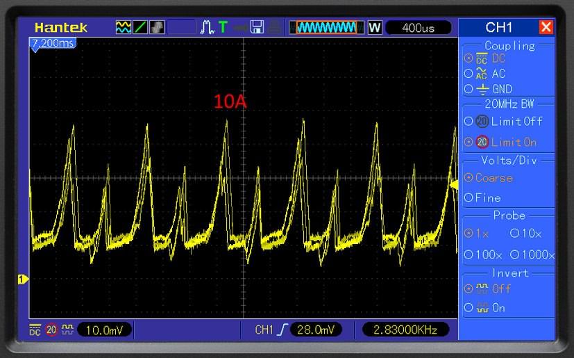 bms 25a 3s battery operating current drill motor oscilloscope measurement