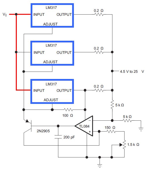 lm317 ayarlanabilir 4a regulator devresi