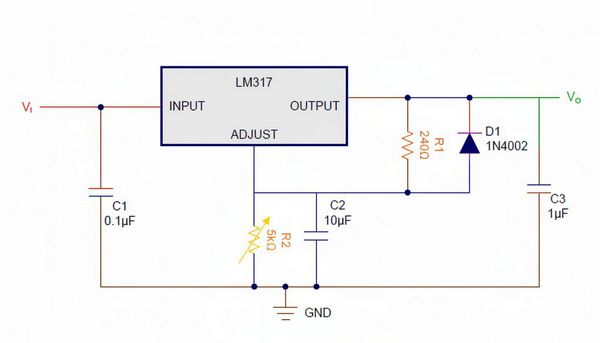 lm317 ripple bastirmasi iyilestirilmis ayarli regulator devresi