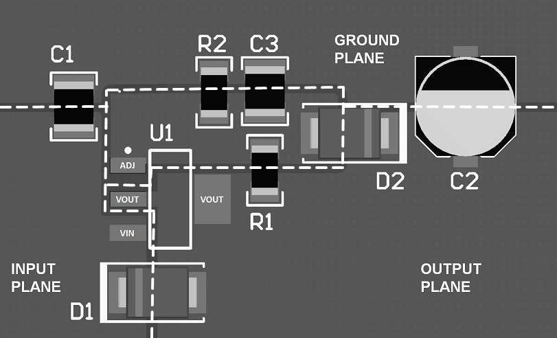 lm317 smd sot 223 pcb yerlesim ornegi