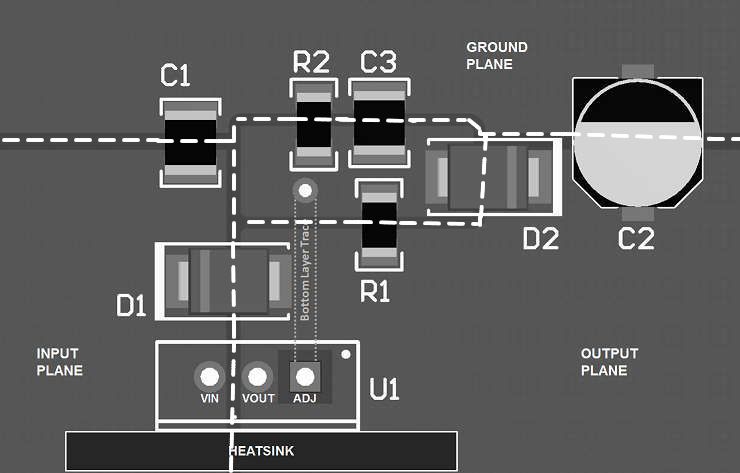 lm317 to 220 pcb yerlesim ornegi