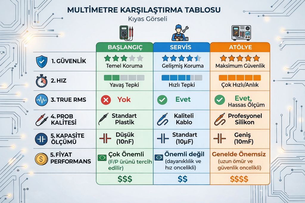 olcu aleti multimetre guvenlik hiz true rms prob kalitesi kapasite olcumu fiyat