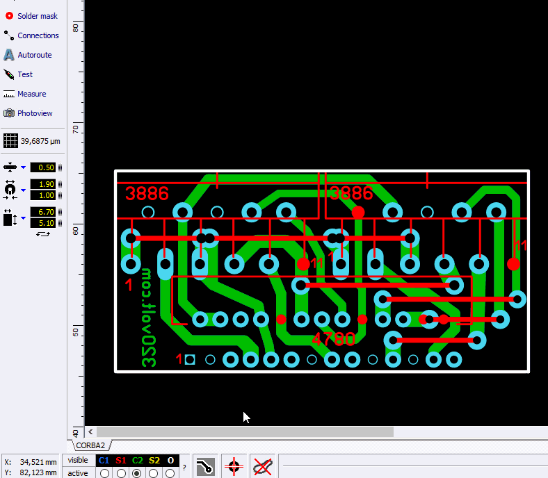 sprint layout 6 layer c1 c2 solder mask lm4780 to lm3886 pcb adapter