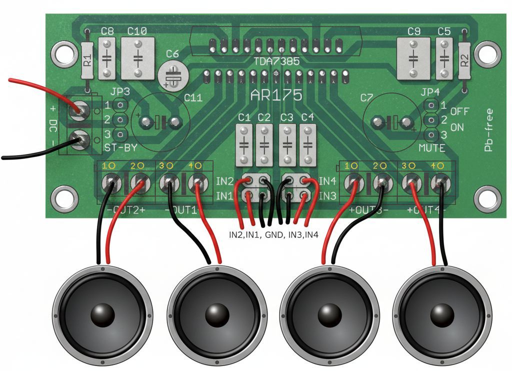 tda7385 amplifier circuit 12 18v power supply 4 channel car amplifier setup