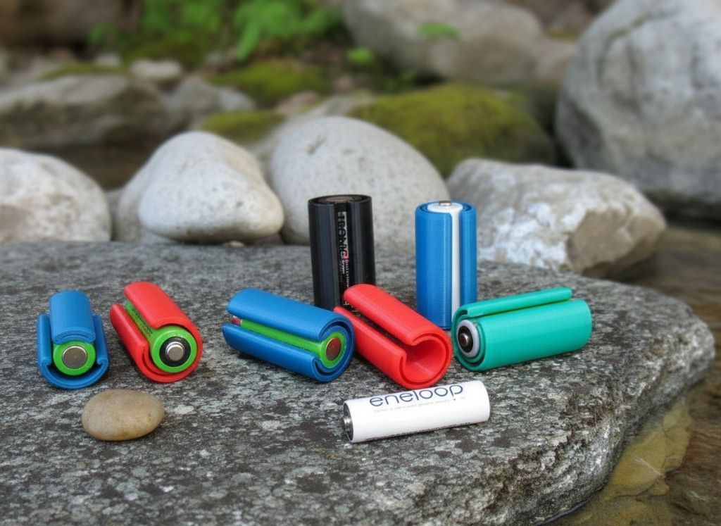 Pil Tutucu 3D Tasarımları AA, AAA, C ve 18650 İçin Modeller 2 yine bir aa c pil adaptoru yet another aa to c battery adapter