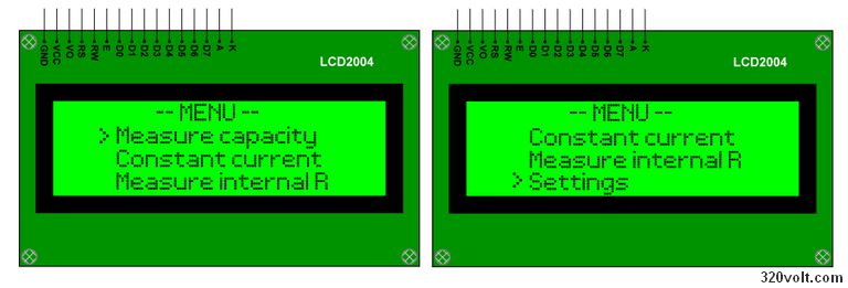 1 menu arduino nano battery test measurement analyzer