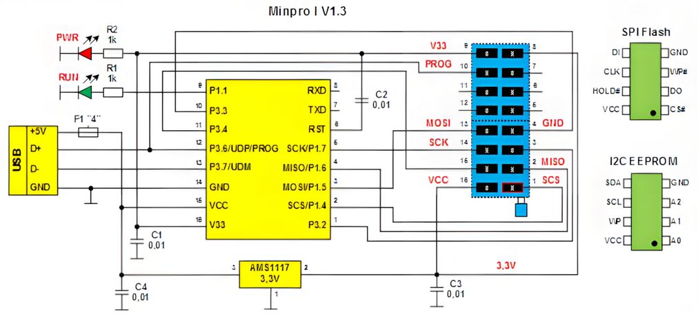 ch552g spi i2c memory programmer minpro circuit diagram