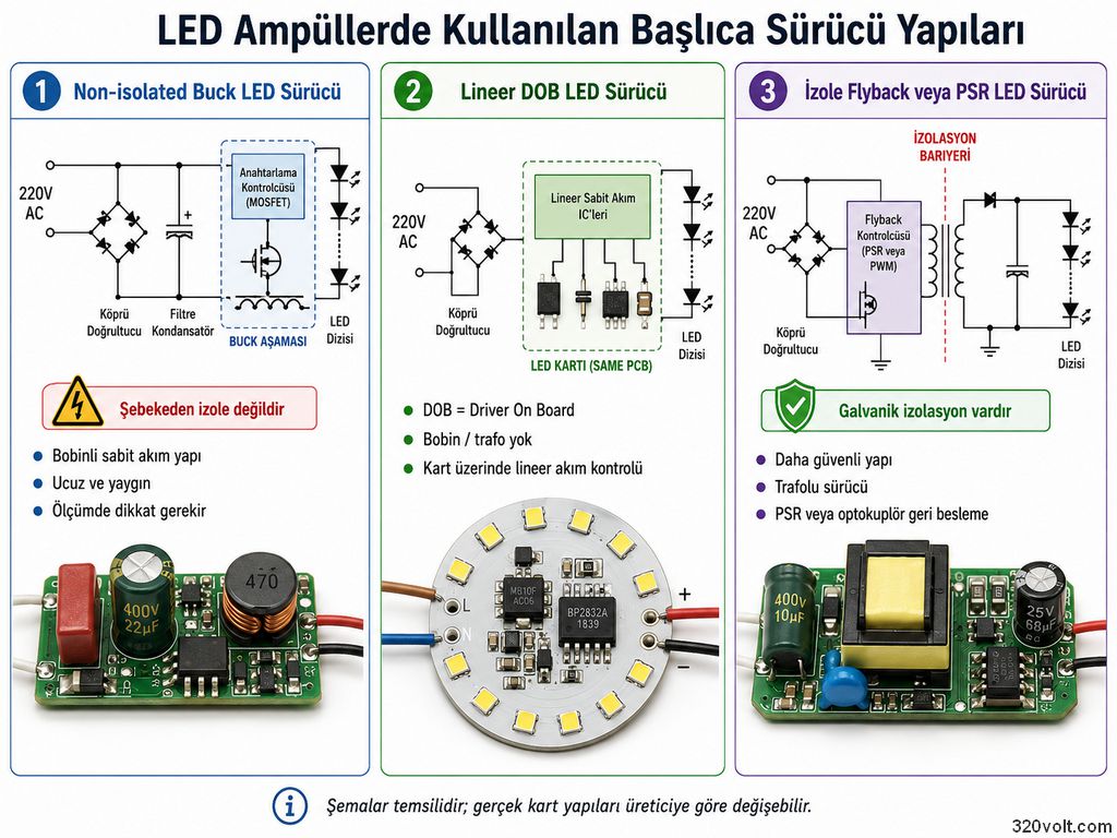 led ampullerde suruculer non isolated buck led surucu lineer dob flyback