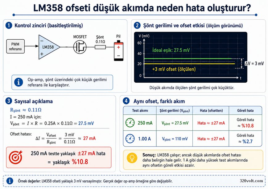 why does the lm358 offset cause errors at low current